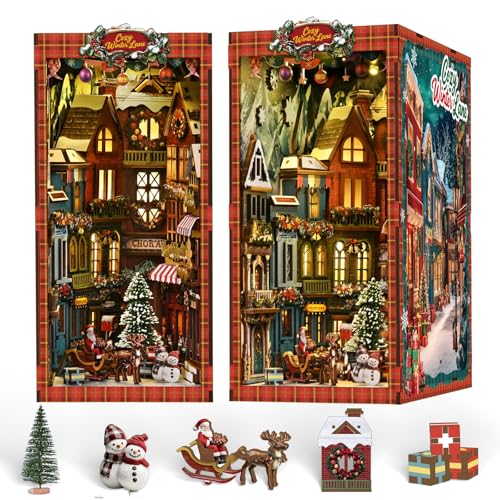 CRESYMME ミニチュアハウス ドールハウス ブックヌック キット 木製 DIY 立体 趣味 手作り (聖夜の広場)