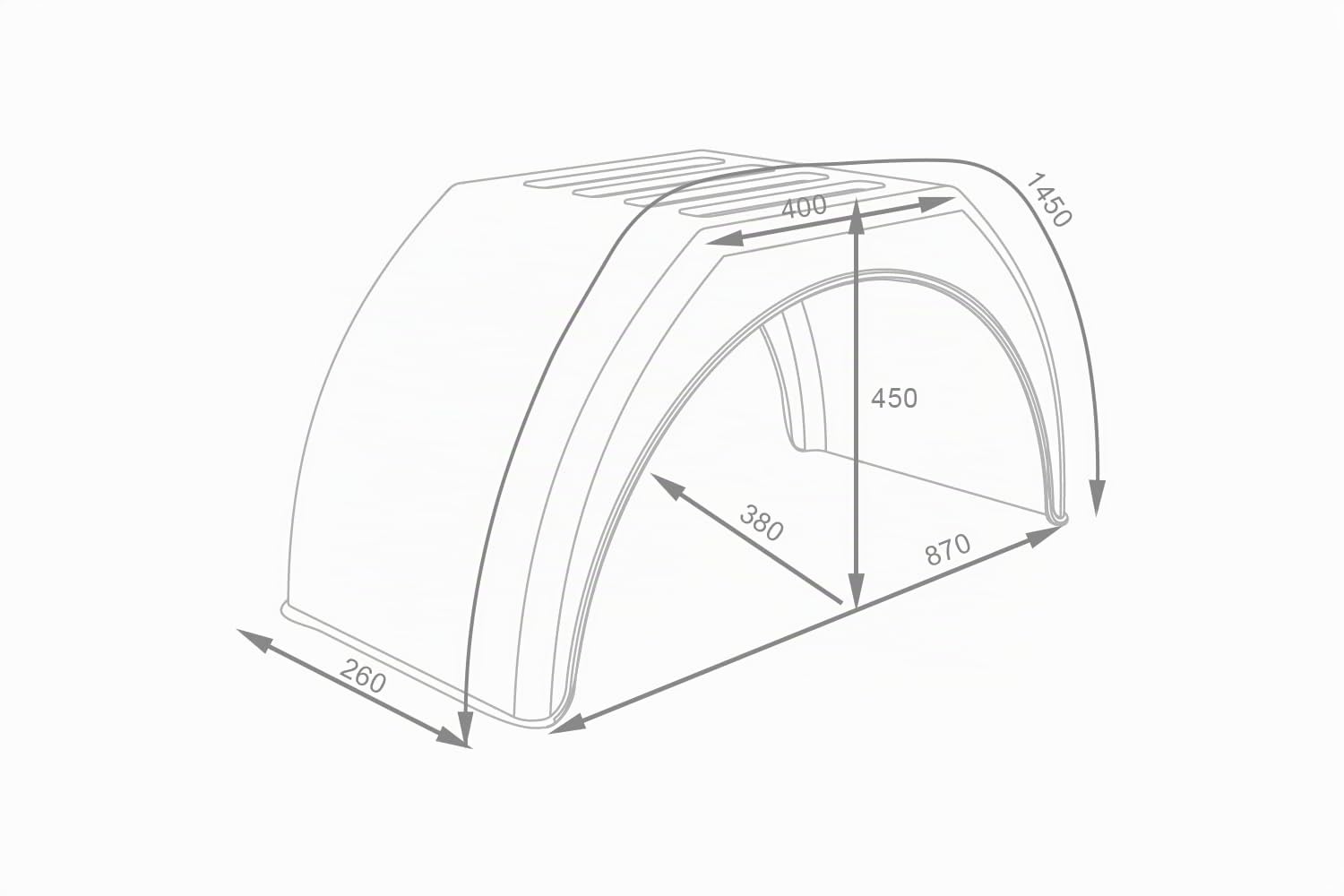DOMAR Set di due parafanghi da 14 a 17 pollici in plastica per rimorchio auto 870 x 260 mm passaruota con fondo piatto per un'eccellente protezione contro fango e sassi
