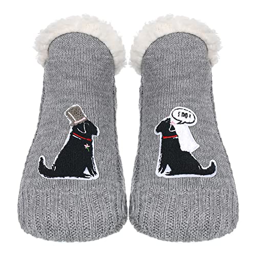Image of ZYZX Cute Dog Slipper Socks for Women with Grips,Fuzzy Socks Indoor