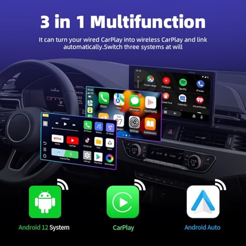 Image of Offbeat Wireless AI CarPlay Box 3-in-1 with Android Auto YouTube Netflix Prime Jio Hotstar 4GB RAM 32GB Storage TF Card & USB 256GB Support with HDMI Output for 4K Video (Black)
