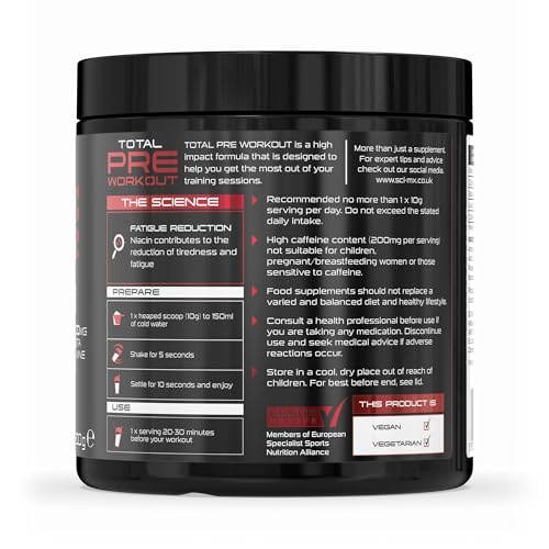 SCI-MX - Total Pre Workout - Blue Raspberry Flavour - 2500mg Beta Alanine • 3000mg Citrulline Malate • 200mg Caffeine • Niacin for Fatigue - 200g - Image 4