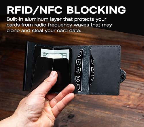 Image of Xclusive Airtag Wallet for Men | Trifold RFID Wallet | Luxurious Card Holder & Minimalist Wallet with Money Clip | Blend of Luxury & Utility in Men's Wallets | Black
