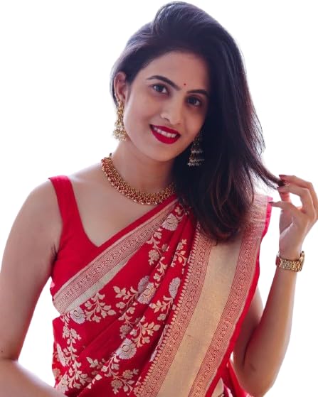 Image of Flosive Women's Kanjivaram Silk Saree With Handloom Weaving Work With Blouse Piece