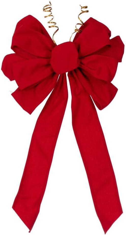 Vickerman 24" x 34" Red Canvas 11-Loop Hand Tied UV Bow 5" Size Ribbon