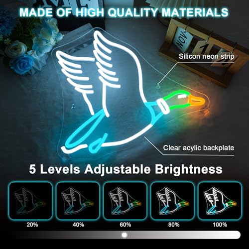 Image of Lucunstar Goose Neon Sign Animal Neon Signs for Wall Decor White LED Light for Party Decorations USB Connectivity Adjustable Brightness Light Sign for Home Wall Bedroom Decor Goose Birthday Decor
