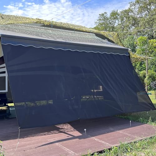SHADEPLUS Wohnmobil-Markisen-Sonnenschutz, 2,3 x 4,2 m (passend für 45,7 cm große Markise), schwarzer Netz-Schattenschutz ohne Reißverschluss, universeller Anhänger, Camper, Markisenblende mit