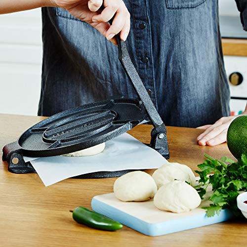 Uno Casa Cast Iron Tortilla Press 8 Inch with Cast Iron Comal Pan