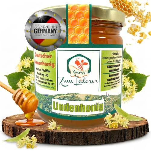 Imkerei zum Lederer - Deutscher Linden Honig 500g – flüssiger Honig aus dem Bayerischen Wald - Naturbelassener süßer Aufstrich direkt vom Imker