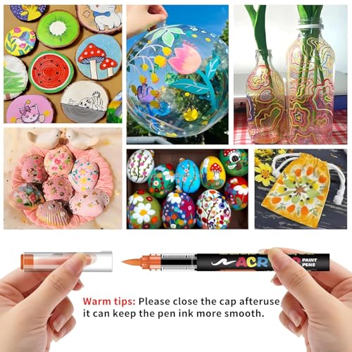 Image of Acrylic Paint Marker Set, 48 Colors Water-Based, Quick-Dry Pens for Canvas, Wood, Glass & More, Medium, Multicolor