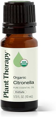 Aceite orgánico esencial de citronella Plant Therapy con certificado USDA 100 puro sin diluir grado terapéutico 13onzas