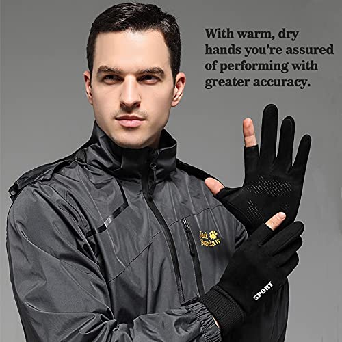 Lsama Winter Cycling Gloves, 2-Fingerless Cycling Gloves Sport Running Bike Gloves, Mountain Biking Fishing Hunting Gloves, Driving Golf Gloves For Men Women #TOP3