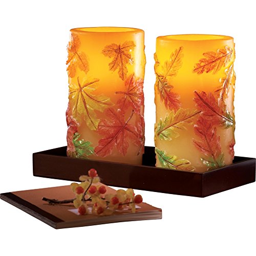 Autumn Leaf Vanilla Scented Flameless Candles, Orange