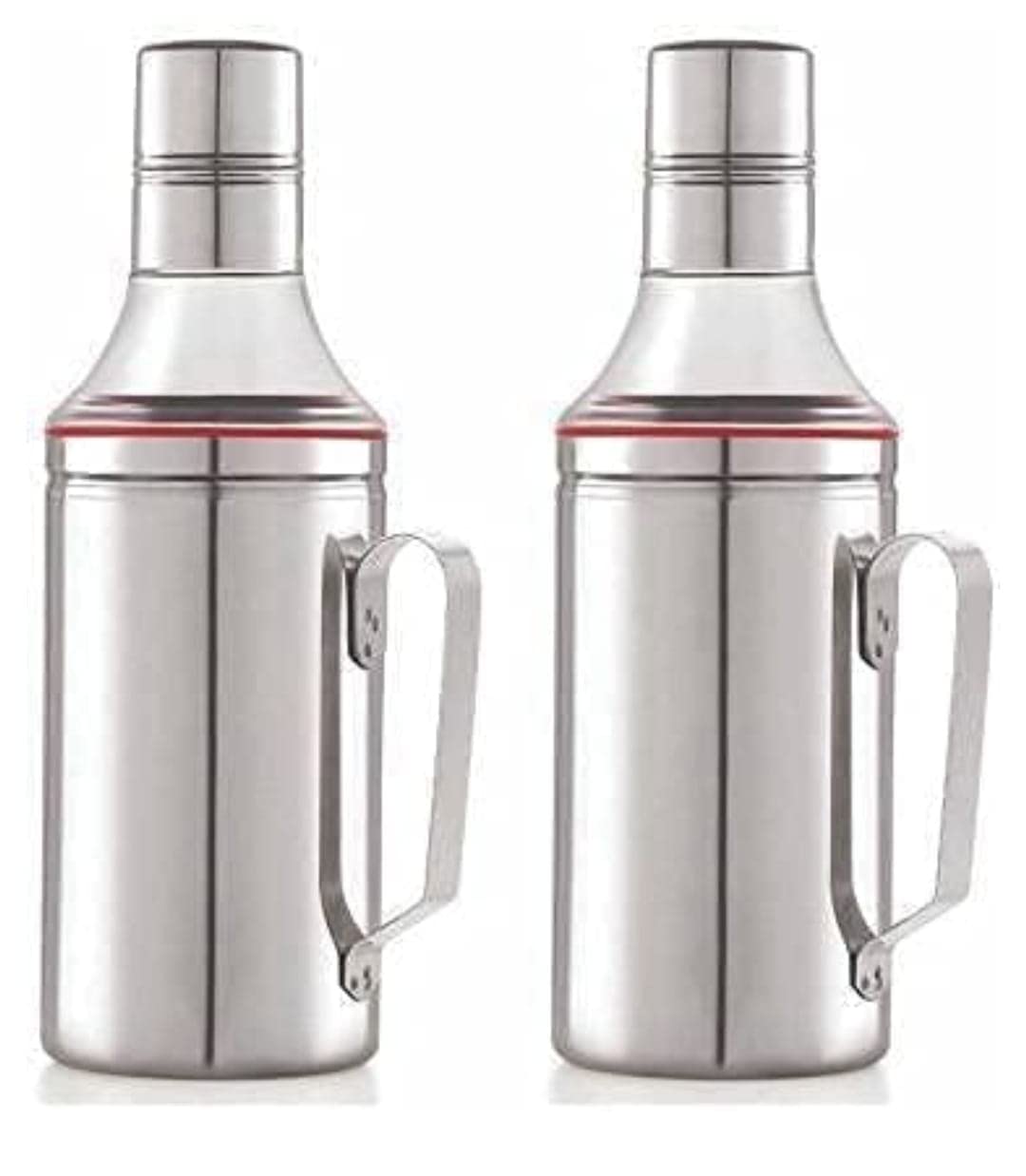 STEEPLE 1000ml Stainless Steel Oil Dispenser with Handle 1 Litre (Pack of 2)