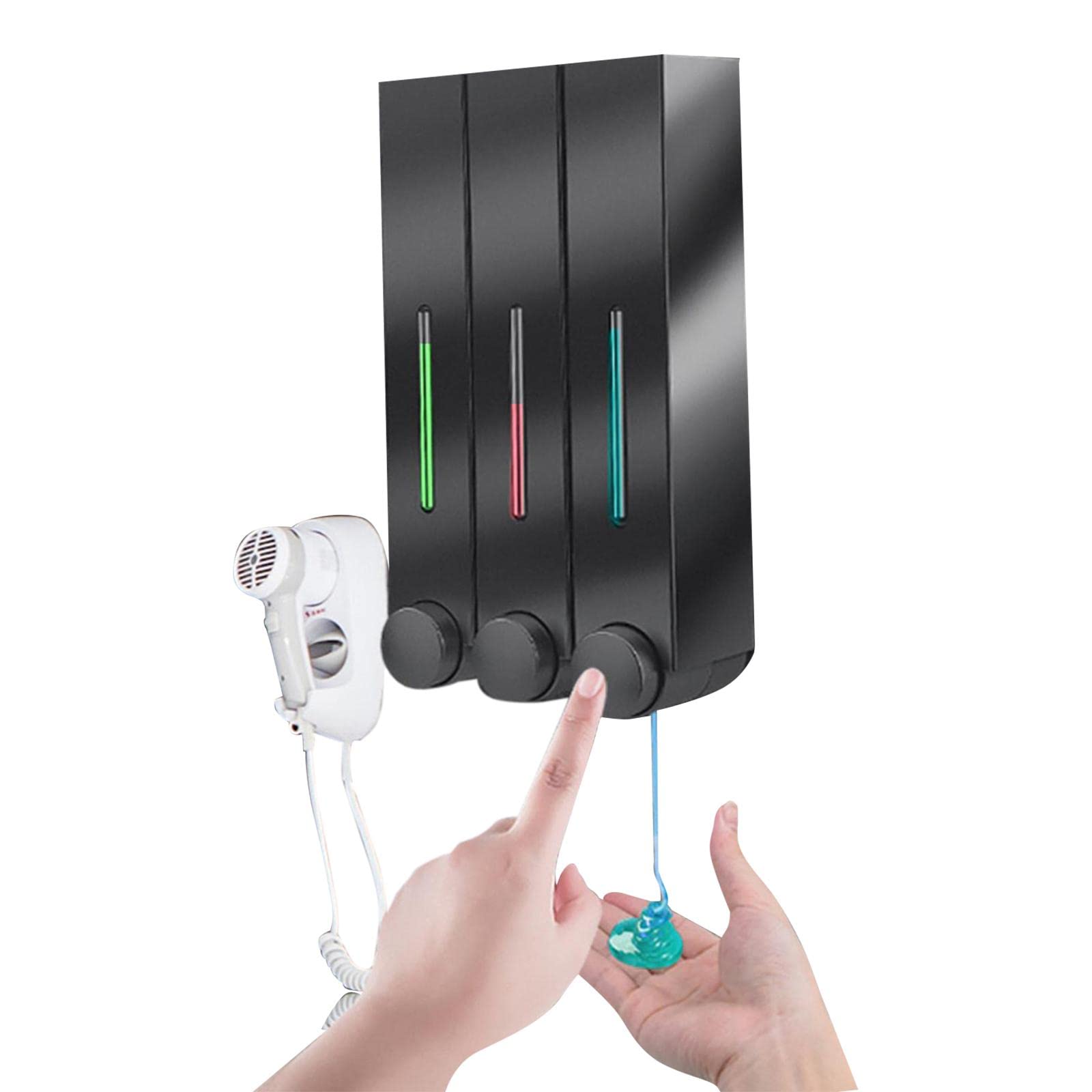 Dispensador de Jabón Líquido para Pared con Cámara Visible Y Bomba de Loción Recargable en Plástico Resistente Recipiente Antiséptico Adecuad,