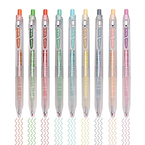 Moochy Conjunto de canetas de gel de 9 cores Caneta de 0,5 mm Canetas coloridas de chumbo Canetas de