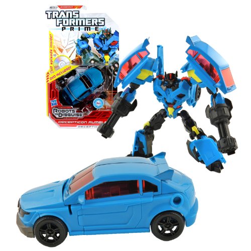 Hasbro Transformers Robots in Disguise Prime Series 1 Deluxe Class 15 cm de haut Robot Figurine #14 Decepticon RUMBLE avec pilotes à pile clipsable et DVD...