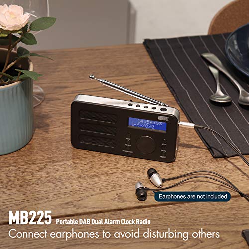 Tragbares Radio mit DAB+/DAB/FM - August MB225 - RDS 40 Presets Radiowecker Stereo/Mono Digitalradio mit Sleeptimer Doppelalarm Snooze und wiederaufladbare Batterie Audioanschluss einfach für Senioren – Bild 7