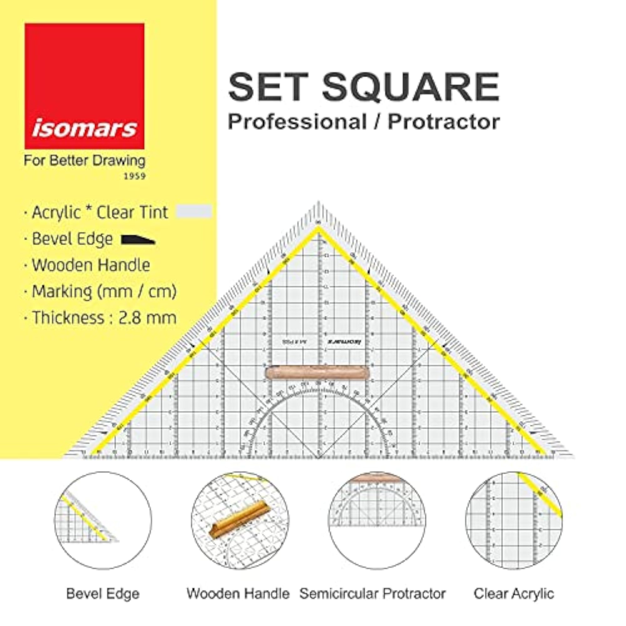 Professional Set Square - 12 Inch Transparent