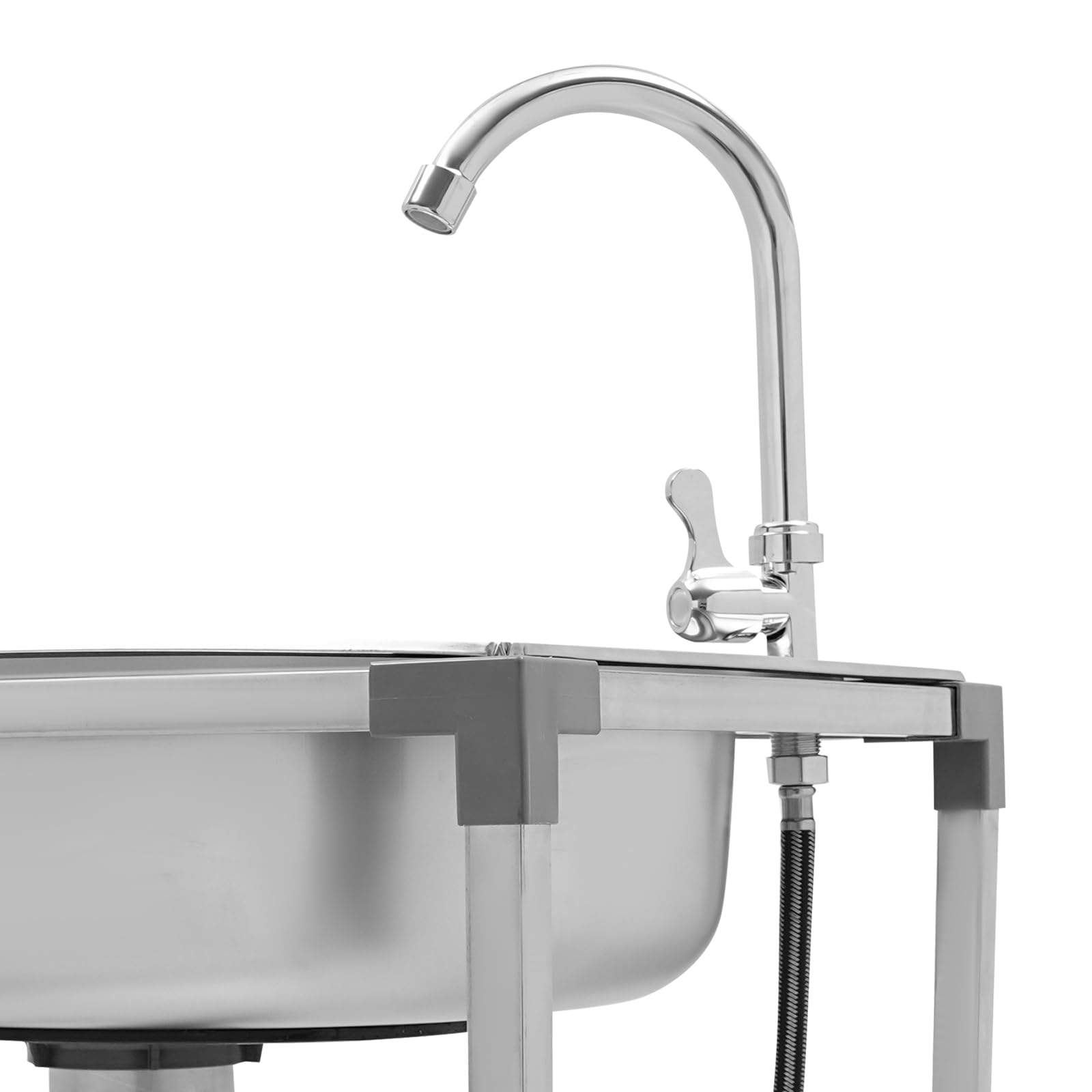 Fregadero de acero inoxidable, fregadero para exteriores, independiente con grifo, para hogares, restaurantes, lavaderos, 53 x 38 x 83 cm (C)