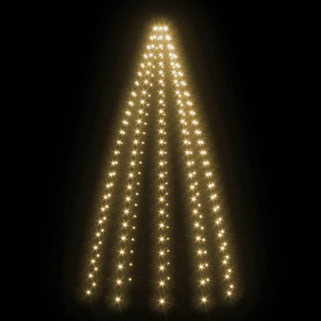 Siatka świetlna na choinkę z 250 diodami LED, ciepła biel, materiał PCW, wysokość 250 cm, 10 łańcuchów świetlnych, wodoszczelna, do użytku wewnątrz i na zewnątrz, z kablem przyłączeniowym o