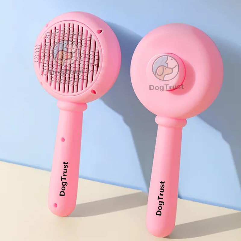 Dog Trust Self Cleaning Slicker Brush Dog Brush and Cat Brush Cat Hair Brush with Curved Needle Comb Remove Loose Undercoat and Shed Fur Brush Pet Brush for Shedding and Grooming Pink (B0CGV7WVGG) Amazon Price History, Amazon Price Tracker