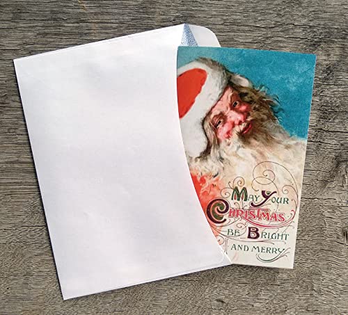 Image of PIXILUV CHRISTMAS SANTA PORTRAITS (Pack of 12) Notecards Small Greeting Cards # Merry Santa Claus St Nicholas ~ Vintage Christmas Postcards Reprint