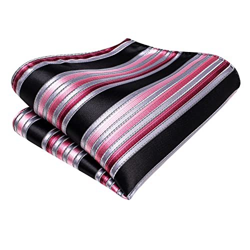 Image of Hi-Tie Men Ties Sets Silk Stripe Paisley Necktie Pocket Square Cufflinks for Business Wedding