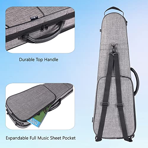 Aileen CSV502 Basic Professional 4/4 Full Size Violin Case Triangular Hard Shell Lightweight, Gray - Thumbnail 5