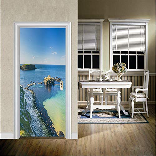 DFKJ Pegatinas de Puerta 3D Papel Pintado Impermeable DIY Mural extraíble Autoadhesivo Papel Tapiz para el hogar decoración calcomanía A24 77x200cm