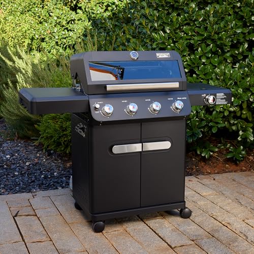 Image of Monument Grills Mesa Series, Outdoor Barbecue Stainless Steel 4 Burner Propane Gas Grill, 52,000 BTU Patio Garden Barbecue Grill with Side Burner and Knob Controls, Mesa425 with BBQ Cover