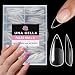 UNA GELLA Medium Stiletto Gel Nail Tips Full Cover 216Pcs Almond Shape Nails Tips Stiletto Pre etched Soft Gel Nails Clear Fake False Nail Tip For Home Art Salon 12 Sizes