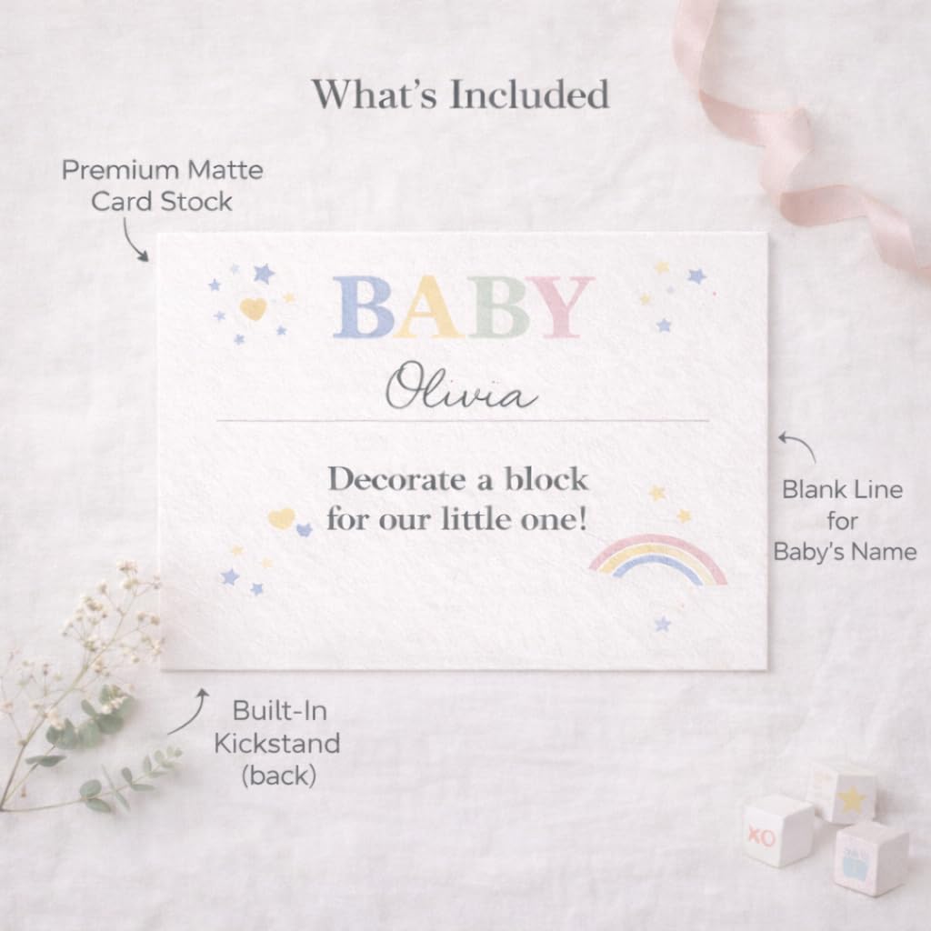 Nolia Baby Shower Sign - Decorate a Block Activity Sign for Guests, Pairs with Wooden Blocks to Decorate | 11x14, Table or Easel, Boy or Girl image 4