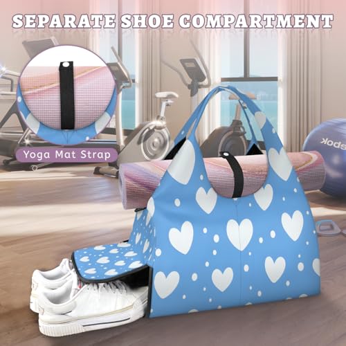 Yoga Bag for Women，Waterproof Polyester Gym Bag Detachable Strap,Shoe Pocket，Double Zipper,Geometric Pattern Design Duffel Bags4