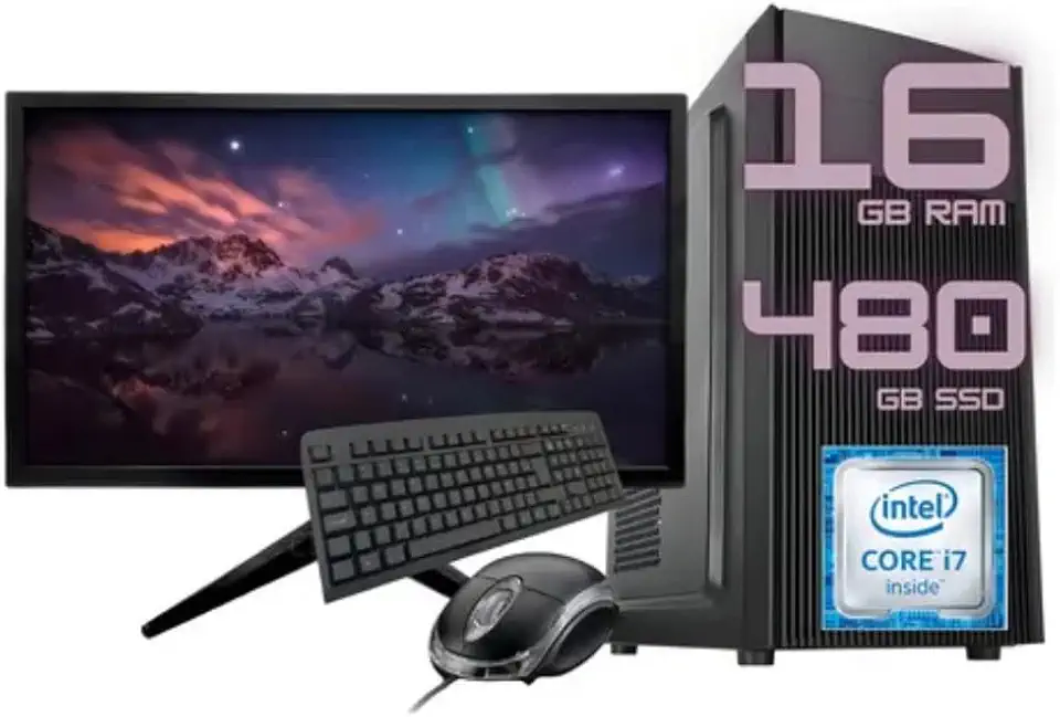 PC COMPLETO INTEL CPU I7 3770 MEMORIA 16GB SSD 480GB MONITOR 19 WIFI WINDOWS 11 TRIAL