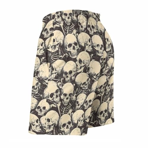 Hawaiian Shorts for Men - Comfy Retro Skull (A) Print Mens Swim Trunks Bathing Suits with Mesh Lining4