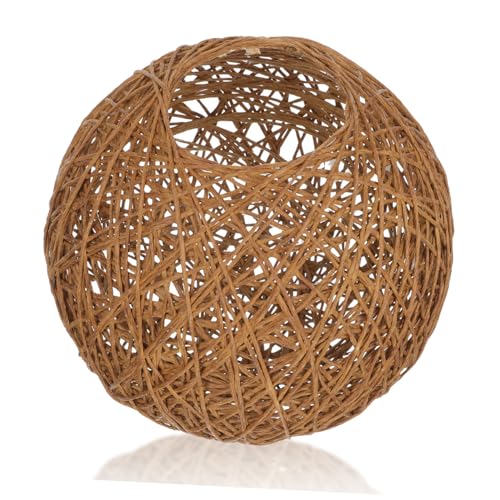 Kisangel 藤編ボール型ライトシェード 天井ランプカバー シンプルエレガントな籐製ランプシェード 軽量耐久 室内装飾用 簡単設置