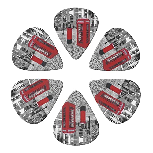 London Red Telephone Booth Lot de 6 médiators pour guitare acoustique, guitare électrique, basse, ukulélé – fins, moyens… - Les Beatles, Paul McCartney, John Lennon, RIngo Starr, George Harrison London Red Telephone Booth Lot de 6 médiators pour guitare acoustique, guitare électrique, basse, ukulélé – fins, moyens… – Image 5