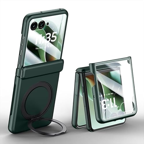 �K�pMotorola Razr 60 Ultra�p�̎��C�܂肽���݃P�[�X�A�Z���^�[�q���W�ی�A360°��]�\�Ȏw�����O�z���_�[�AMoto Razr 60�p (�ΐF,Razr 60 Ultra�̏ꍇ)