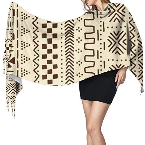 Soft Warm Black Mud Beige And Brown Traditional Ethnic African Mudcloth White Abstract Boho Cashmere Blanket Scarf For Women Elegant Tassel Pashmina Shawl Wrap In Spring Fall Winter4