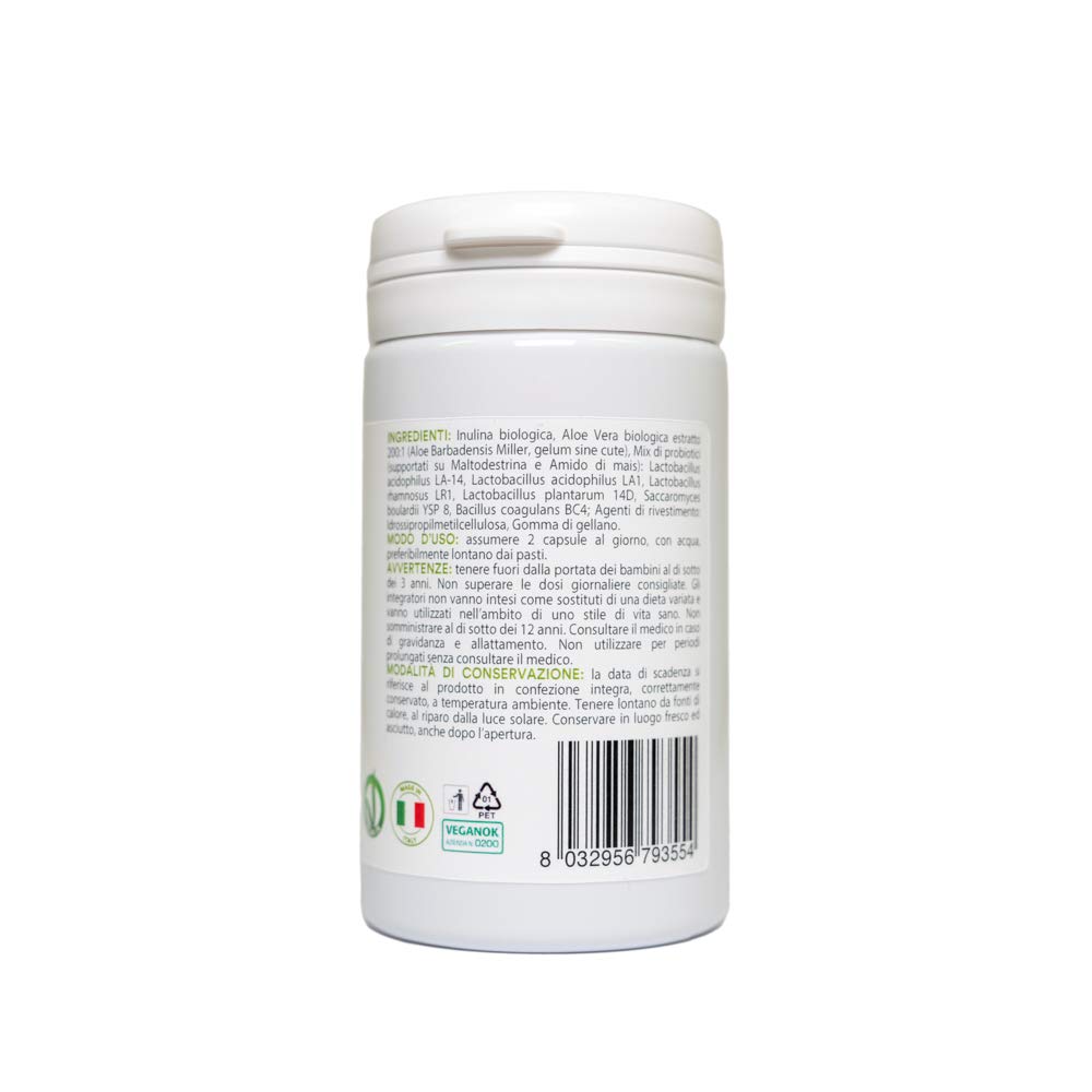Benessence - AloePro bio con Aloe Vera Bio, Probiotici e Prebiotici – Prodotto Biologico - 4 MLD UFC con Aloe Vera - 60 capsule vegetali