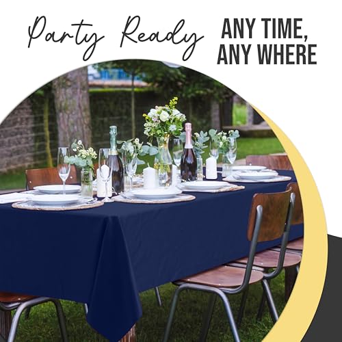Party Solids 66% Thicker Premium Plastic Table Cloth Rectangle Table Cover 0.5 Mil 6 Pack Navy Blue Table Cloth 54 Inch x 108 Inch Disposable Tablecloth Won't Tear Easily Like Cheap Thin Brands