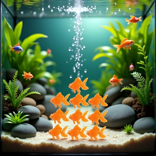 Image of 10Pcs Orange Aquarium Fish Bowl Tank Artificial Floating Plastic Decor Goldfish Ornament Fish Tank Decoration Aquarium Decor Thematic Ornaments