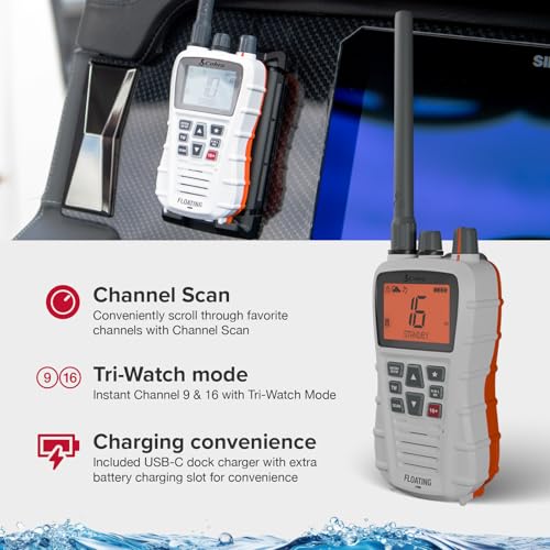 Image of Cobra BlueBound 350 VHF Handheld Marine Radio - White, 6-Watt, Floats
