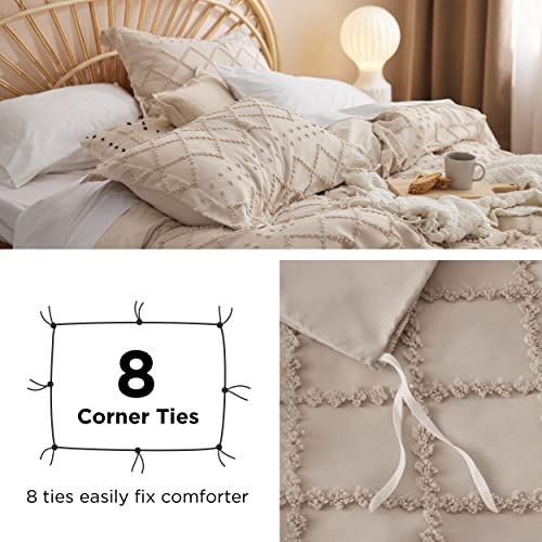 Bedsure Duvet Cover King Size - King Duvet Cover Set, King Boho Bedding Set For All Seasons, 3 Pieces Embroidery Shabby Chic Home Bedding Duvet Cover Set (Khaki, King, 104X90) #TOP5