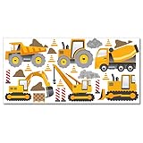 Wandkings Baumaschinen Wandsticker XL Set, 26 Aufkleber, Gesamtfläche 130 x 70 cm