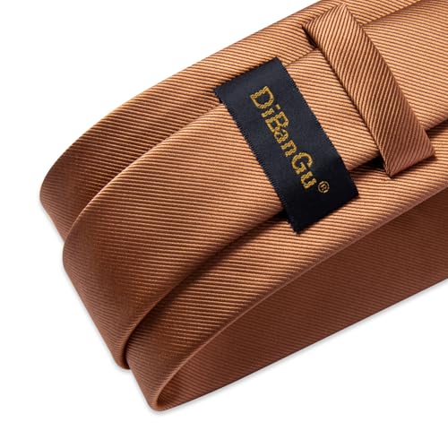 Image of DiBanGu Mens Silk Necktie Solid Color Tie and Pocket Square Cufflink Tie Clip Set Woven Plain Ties for Men Wedding Party