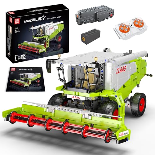 Mould King 17014 Kit de Blocs de Construction de moissonneuses, Technologie MOC Moissonneuse à télécommande, Bloc de Serrage de véhicule de Construction Lourd Claas...