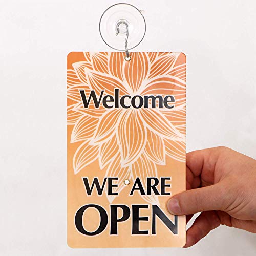 Smartsign “Will Be Back/Welcome We Are Open” Two Sided Be Back Clock Sign | 7.75" X 4.75" Plastic #TOP4