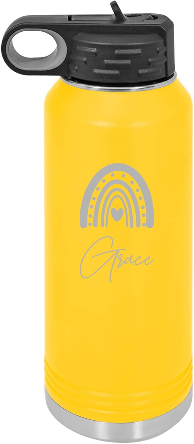 Kids 32 oz Stainless Steel Insulated Water Bottle - Laser Engraved with Name and Fun Graphic - Perfect for School and Summer Camp - Image 8