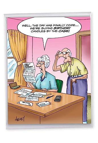 NobleWorks - 1 Jumbo Funny Card for Birthdays (8.5 x 11 Inch) - Cartoon Joke, Humor Bday Card with Envelope - Candles by the Case J9746